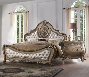 Formal Traditional Est King Bedroom 3pc Set 2x Nightstands Vintage Oak Finish