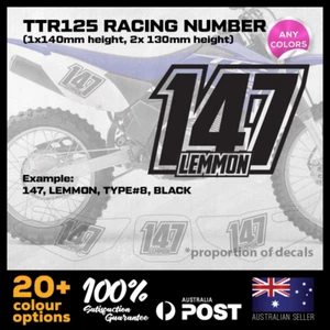 3x Custom YAMAHA TTR125 Racing Number Plate Vinyl Stickers Decals Motorcycle - Picture 1 of 7