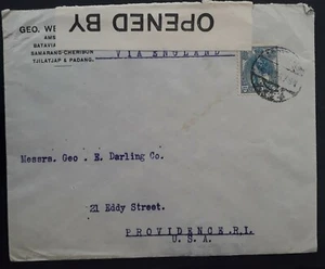 1916 Netherlands Censor Cover ties 12 1/2c blue Queen Wilhelmina stamp to USA - Bild 1 von 3