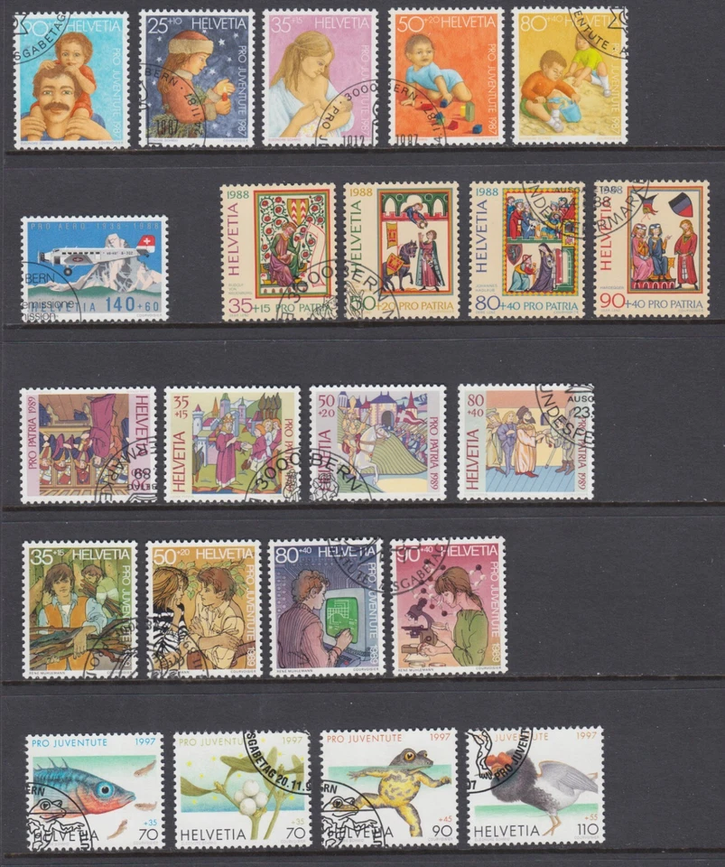 Switzerland Sc B536/B628 used. 1987-97 issues, 6 complete sets, fresh, VF - Image 1 of 1