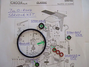 Gaggia Classic 7x O Ring Repair kit Gasket EPDM Boiler Steam Valve Wand Opv