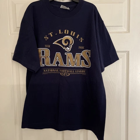 St Louis Rams Shirt Size Large Black NFL Team Apparel Short Sleeve Cover