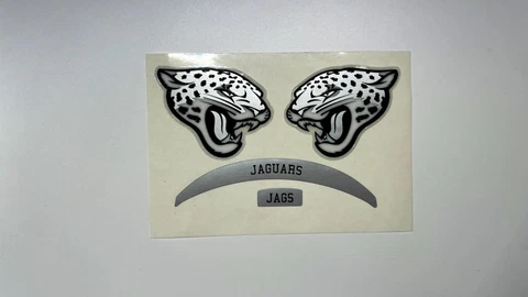 Jacksonville Jaguars Metallic Black & Silver Mini Football Helmet Decal Set Cover