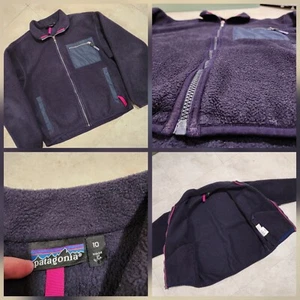VTG 90s Patagonia Girls Size 10 M Medium Fleece Deep Pile Full Zip Jacket Purple - Picture 1 of 16