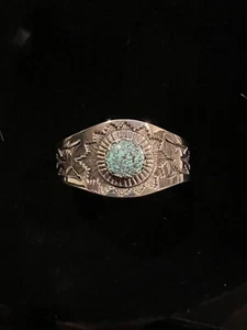 Wichita Artist Fortune Huntinghorse Red Mountain Turquoise Bracelet Sterling - Picture 1 of 7