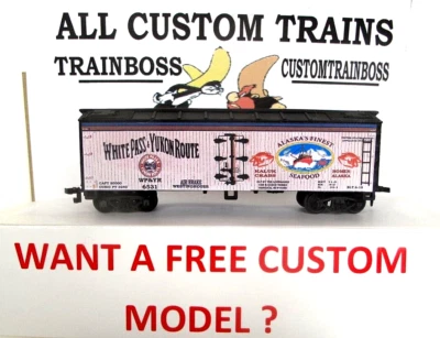 HO SCALE CUSTOM LETTERED WHITE PASS & YUKON REEFER LOT  B2 ALSO AVAIL IN O SCALE - Image 1 of 4