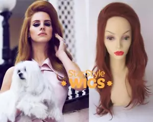 DELUXE GINGER RED 1960s VINTAGE LONG WAVY RETRO BIG HAIR WIG DRAG QUEEN - Picture 1 of 6