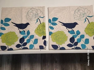 2 ~ Calitime Throw pillow covers Bird floral zipper close 17" sqare - Picture 1 of 11