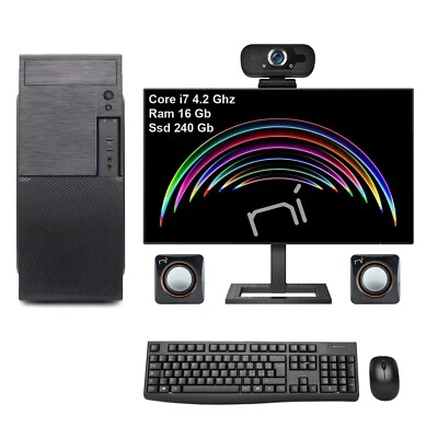 Pc completo i7 16Gb ram Ssd 240 Gb monitor mouse tastiera altoparlanti inclusi - Imagen 1 de 4