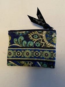 Vera Bradley Safari Sunset Coin Purse Zipper Close Blues & Greens Floral Paisley - Picture 1 of 5