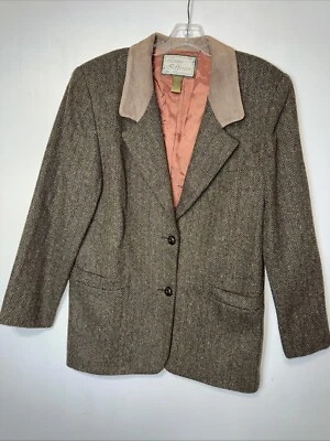 Vintage Laura Jefferies Brown Wool Blend Oversized Blazer Coat Womens Size M - Image 1 of 4