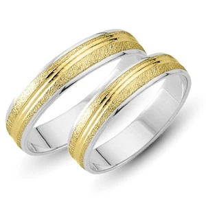 1 Paar Trauringe 750 Gold Weiss Gelbgold Eheringe inkl. Gravur + Etui - Bild 1 von 4
