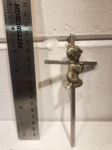 6 Zoll Zinn betender Junge Kreuz Wandbehang katholisches Andenken - Bild 1 von 5