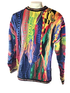 Vintage Tundra Coogi Style 3D Knit Sweater Multicolor Abstract Pattern (Size: L) - Picture 1 of 4