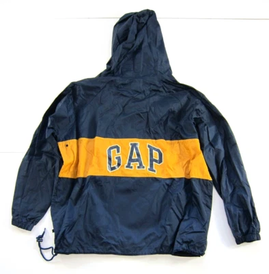 Chaqueta cortavientos con capucha de bolsillo azul amarillo azul nailon GAP de colección para hombre L Foto 1 de 4