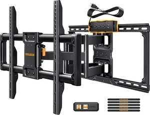 Perlegear Full Motion TV Wall Mount with Power Strip for 42–90 Inch TVs black - Picture 1 of 8