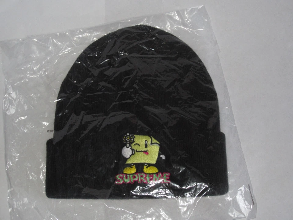Supreme New York Character Sticky Note Beanie Black Winter Hat Cap S/S 2022