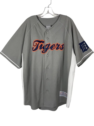 MLB Detroit Tigers Jersey 28 Prince Fielder Gray Button Up Mens Size XL Cover