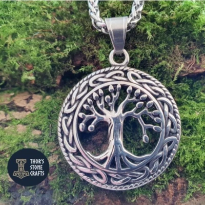 Tree of Life Pendant Celtic Necklace Viking World Tree Stainless Steel Gift - Image 1 of 4