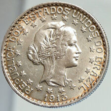New Listing1913 Brazil Genuine Liberty Head Brazilian Old Silver 2000 Reis Coin i112037