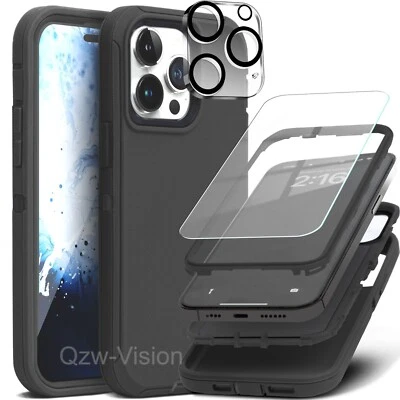 For iPhone 16 15 14 13 12 11 Pro Max Shockproof Clear Case + Screen Protector - Image 1 of 4