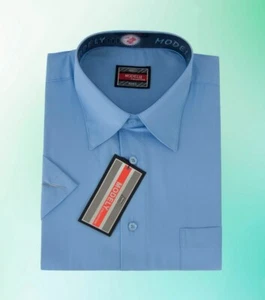 Herren Hemd Klassisch Kurzarm Blau Business -   41 42 - - Bild 1 von 3