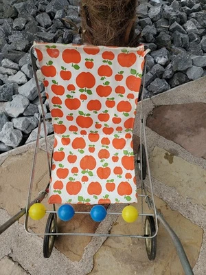 Ancienne Poussette Jouet Poupée Pliable Métal et Toile Vintage années 60/70 - Photo 1/4