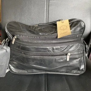 COTTON TRADERS AM10076 Leather Organiser Patch Work Bag In Black BNWT - Picture 1 of 14