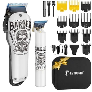 BESTBOMG® Hair Clippers & Trimmer Ceramic T-Blade Cordless Haircut Y4t9-white  - Picture 1 of 6