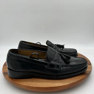Size 10 M Cole Haan Mens Pinch Tassel Black Leather Slip On Loafers Shoes C06451 - Picture 1 of 12