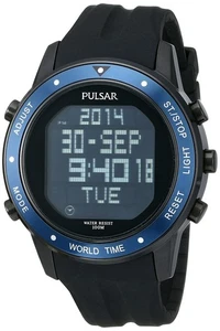 NEW* Pulsar Men's On The Go PQ2021 Black Ion Finish Digital Watch - Picture 1 of 3