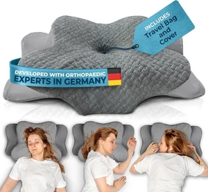 Glückstoff Orthopedic Neck Pillow For All Sleep Types - Side Sleeper Memory Foam - Picture 1 of 4