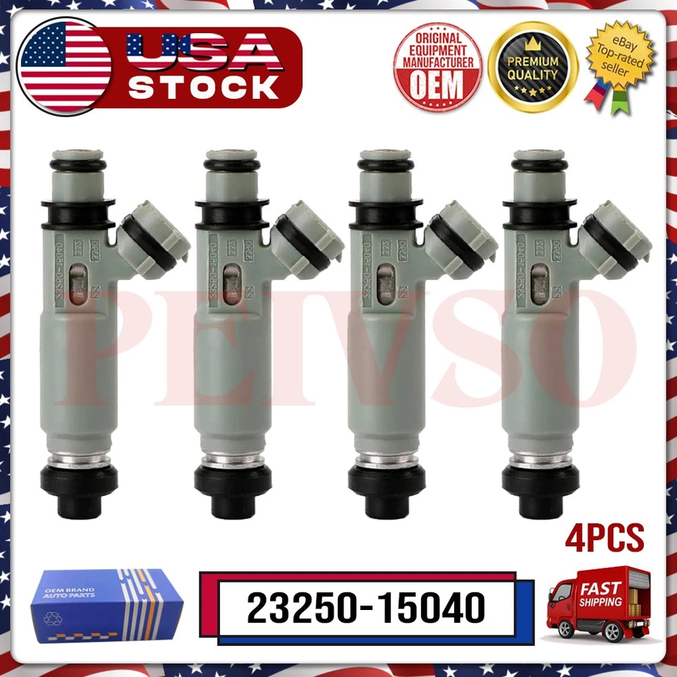 4Pcs OEM Fuel Injectors 23250-15040 For Toyota Corolla 1.6L 4A-FE 1997 1998 1999 - Image 1 of 4