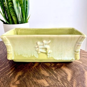 VTG Brush McCoy Planter w Bamboo Corners Chinese Character Chartreuse Green EUC! - Picture 1 of 11