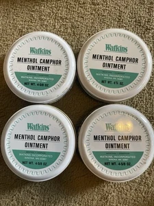 Watkins Products USA Menthol Camphor Ointment 3.5” Round Tin Can “LOT Of 4” - Picture 1 of 3
