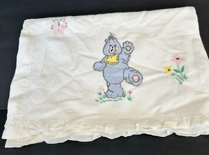 Coperta neonato vintage orsetti pastello bordo raso Dundee 44x34 - Foto 1 di 11