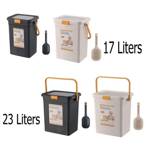 17L/23L Large Pet Food Container Dog Cat Animal Dry Feed Storage Box Bin & Scoop - Picture 1 of 22