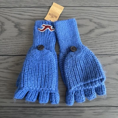 Hollister унисекс логотип варежки теплый трикотажа синий перчатки один размер новый - Изображение 1 из 4