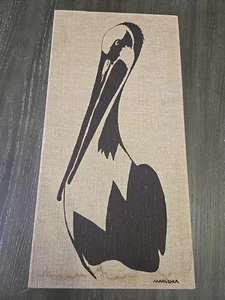 Vintage Kunst gerahmte Leinwand Maruschka Siebdruck, 1970er Pelikan 24"×12,5" - Bild 1 von 5