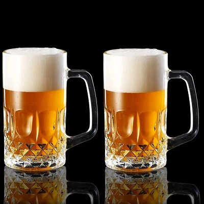 20 OZ Beer Stein Mugs German Clear Large Tall Beer Glasses With Handle for Me... - Image 1 of 4