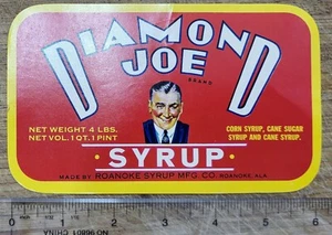 JAR Bottle Label Roanoke Alabama Diamond Joe Syrup Can - Picture 1 of 2