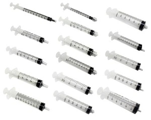 Sterile Strahlen Spritzen 60ml 30ml 20ml 10ml 5ml 3ml 2ml 1ml Gratis P+P UK CE Qualität - Bild 1 von 28