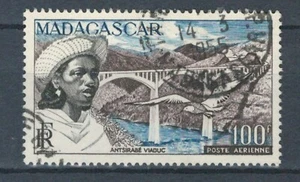 Madagascar FRENCH COLONIES BRIDGES VIEWS AIR MAIL 100F USED STAMP LOT (MAD 236) - Picture 1 of 1