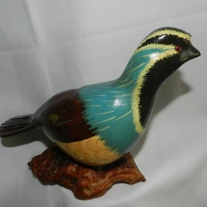 VTG 1994 SIGN ARTIST HAND CARVED WOOD FINISH AND PAINT PATRIDGE BIRD - Picture 1 of 16