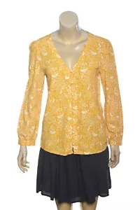 Des Petits Hauts Birds Printed Top S 6 Women Casual Boho Cotton Blouse NEW 41602 - Picture 1 of 6