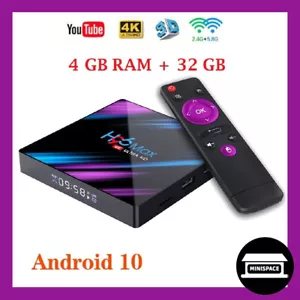 Eu Plug SMART TV BOX H96 MAX 4+32 GB ANDROID10 WIFI 4K Media player SET TOP BOX - Picture 1 of 6