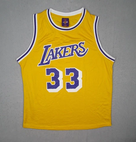 Los Angeles Lakers Shirt Mens Extra Large Yellow Jersey Kareem Abdul-Jabbar 33 Cover