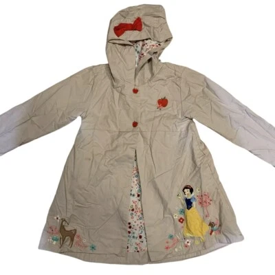 Disney Snow White Hooded Brown Kids Coat Embroidered Bow Detail Age 7/8 Years - Image 1 of 4