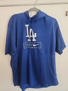 Men’s Large Nike DRI-fit Los Angeles Dodgers Baseball Shirt MLB HOODED *NEW* - Picture 1 of 3