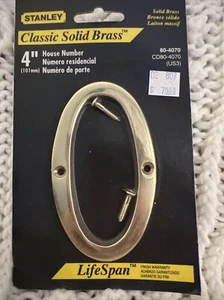 Solid Brass House 4" Inch High Address Number Polished Brass #0 - Picture 1 of 1